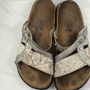 Birkenstock Betula Silver Crocodile Jeweled Sandals size 5